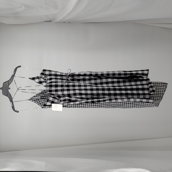BP. Black White Mixed Check Gingham Sleeveless Wrap Dress Size Medium - Picture 8 of 14